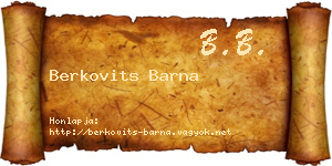 Berkovits Barna névjegykártya